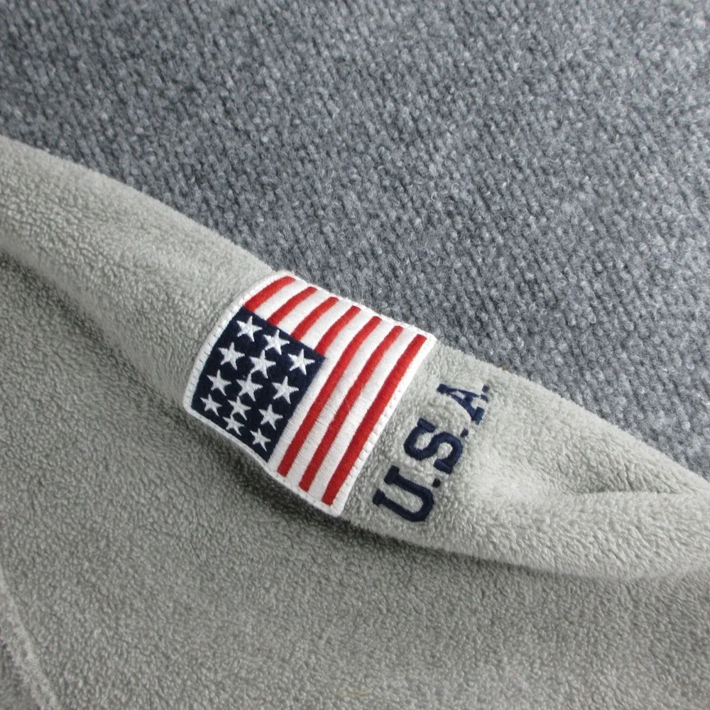 Polo Ralph Lauren Sweatshirt Mens XL Gray 1/4 Zip USA Flag Fleece Pullover